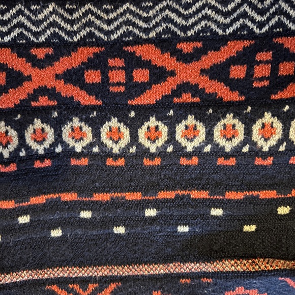 Thick stretchy open cardigan in cool tones; navy, coral and ice blue - Picture 3 of 6